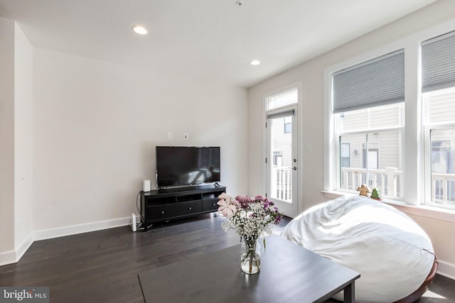 6645 Rhode Island Ave, Riverdale, MD 20737 - living area featuring baseboards, recessed lighting, wood finished floors, and plenty of natural light