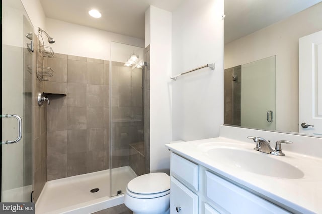 6645 Rhode Island Ave, Riverdale, MD 20737 - bathroom with vanity, recessed lighting, a shower stall, and toilet