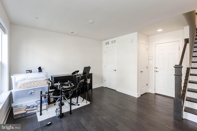 6645 Rhode Island Ave, Riverdale, MD 20737 - dining room featuring baseboards, visible vents, recessed lighting, wood finished floors, and stairway