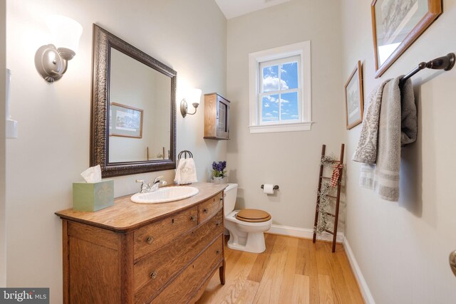 34844 Apple Pride Ct, Round Hill, VA 20141 - bathroom with toilet, baseboards, wood finished floors, and vanity