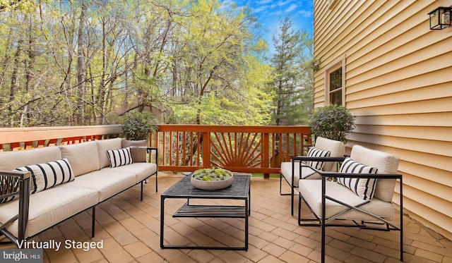 11400 Cosca Park Pl, Clinton, MD 20735 - wooden deck with an outdoor hangout area