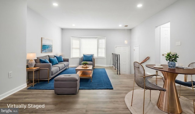 11400 Cosca Park Pl, Clinton, MD 20735 - living room with baseboards, recessed lighting, and wood finished floors