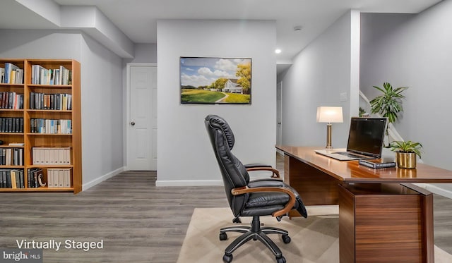 11400 Cosca Park Pl, Clinton, MD 20735 - office area featuring baseboards, recessed lighting, and wood finished floors
