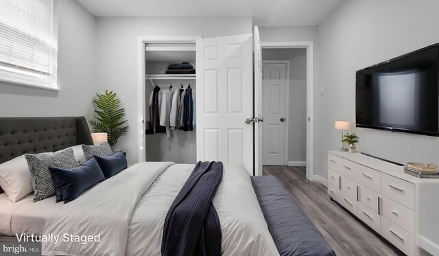 11400 Cosca Park Pl, Clinton, MD 20735 - bedroom featuring light wood-style floors, a closet, and baseboards