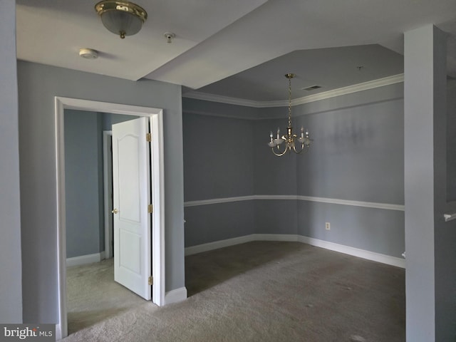 2100 Ganton Grn Unit B-104, Woodstock, MD 21163 - unfurnished dining area featuring carpet floors, a chandelier, crown molding, and baseboards