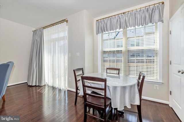 dining room with baseboards and wood-type flooring
