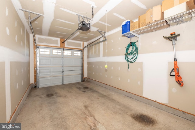 garage with a garage door opener