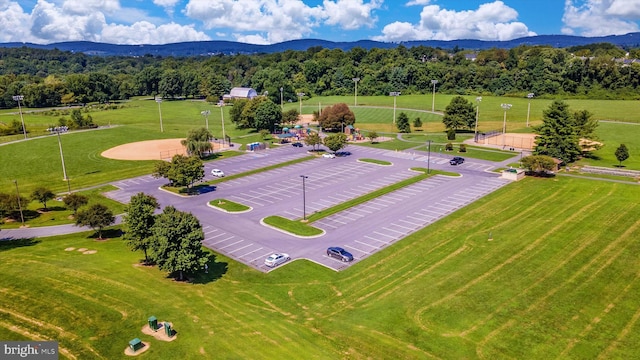 drone / aerial view with a mountain view