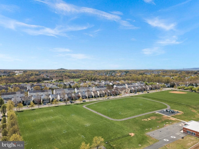 aerial view with a residential view