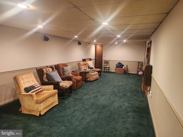 living area with carpet flooring
