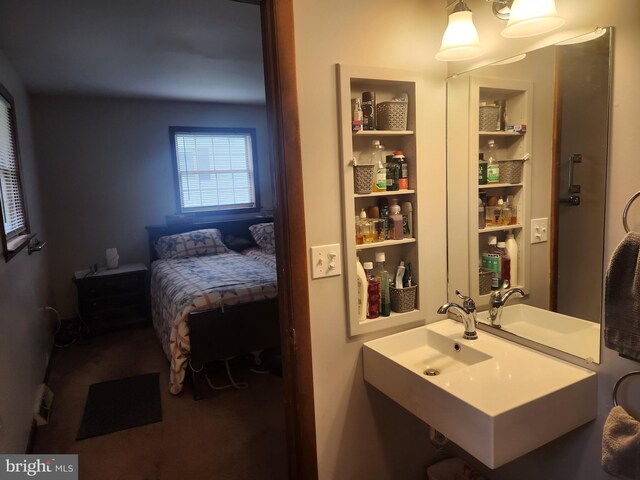 bathroom featuring built in features and a sink