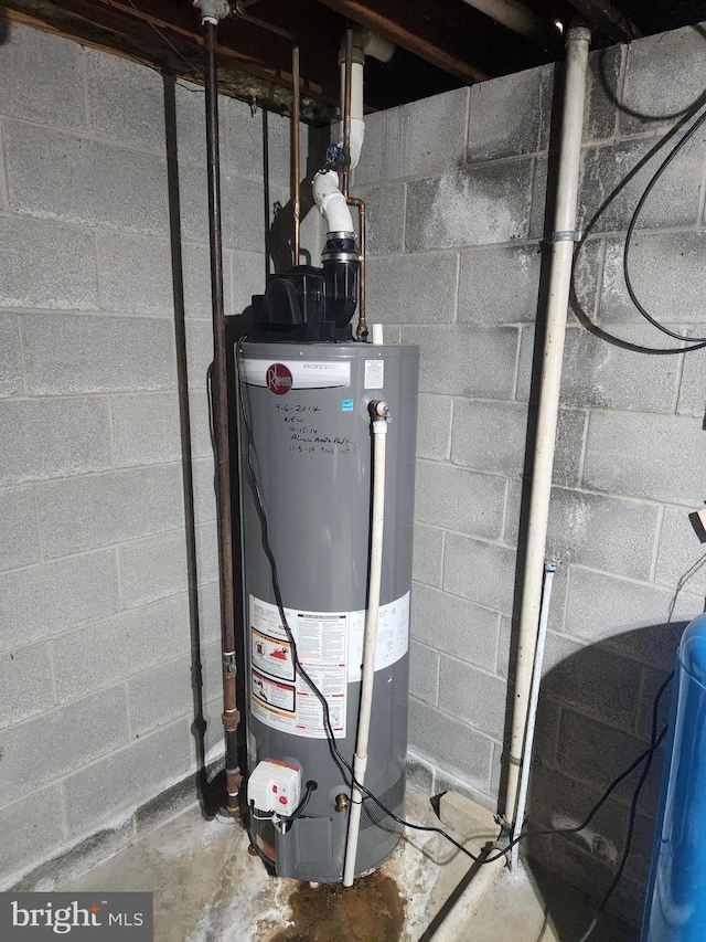 utility room featuring water heater