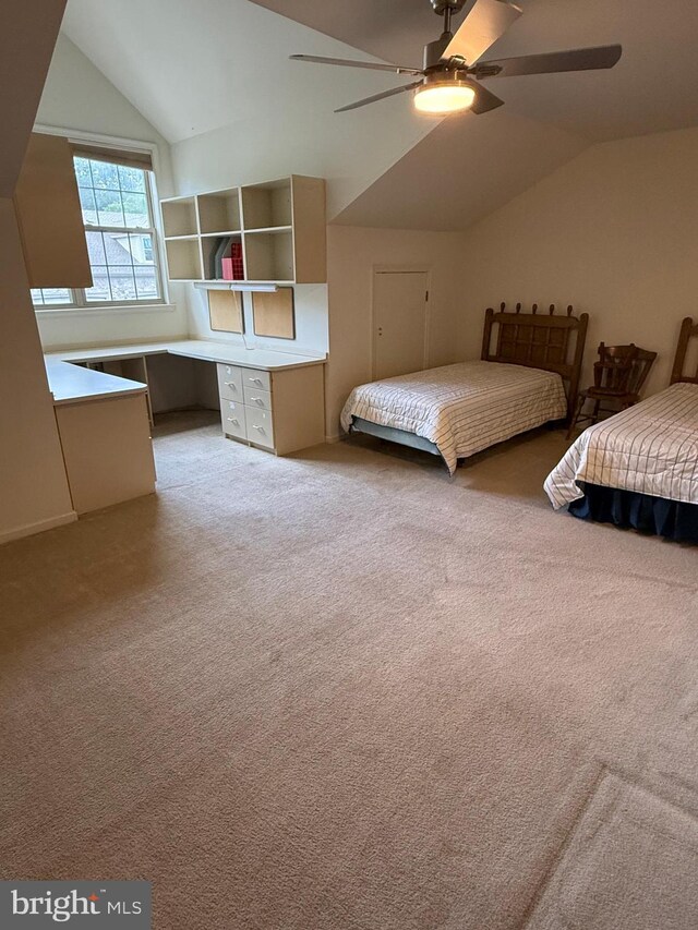61 Legacy Oaks Dr, Richboro, PA 18954 - bedroom featuring lofted ceiling, light colored carpet, and a ceiling fan
