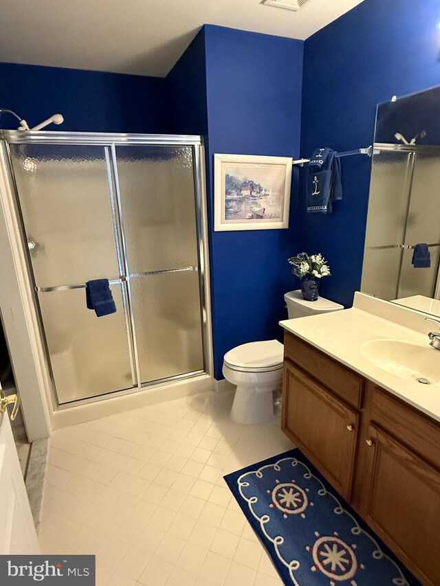 61 Legacy Oaks Dr, Richboro, PA 18954 - full bath with vanity, toilet, a stall shower, and tile patterned floors
