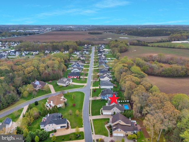 birds eye view of property with a residential view