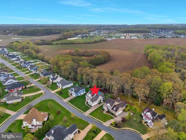 birds eye view of property with a residential view