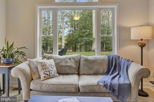 living area with baseboards
