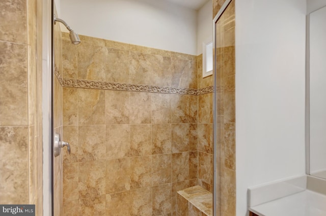 bathroom with a stall shower