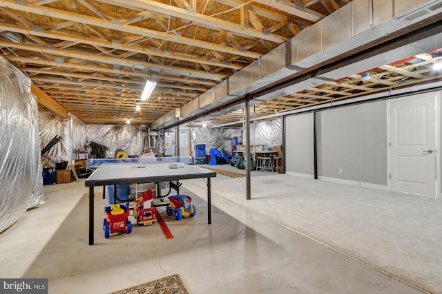 unfinished basement with visible vents