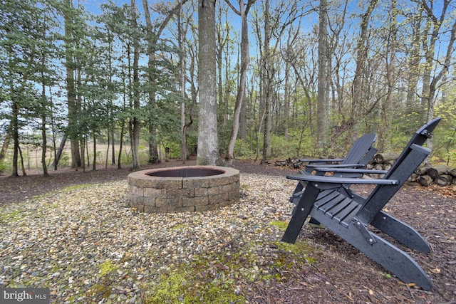 view of yard featuring a fire pit