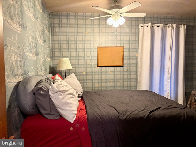133 Black St, Howard, PA 16841 - bedroom with ceiling fan and wallpapered walls