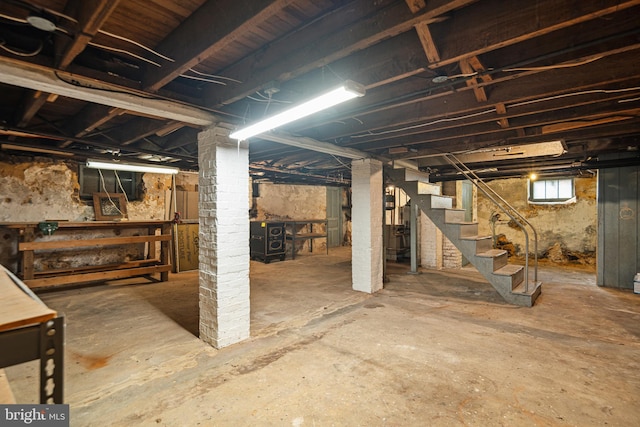 below grade area with stairs