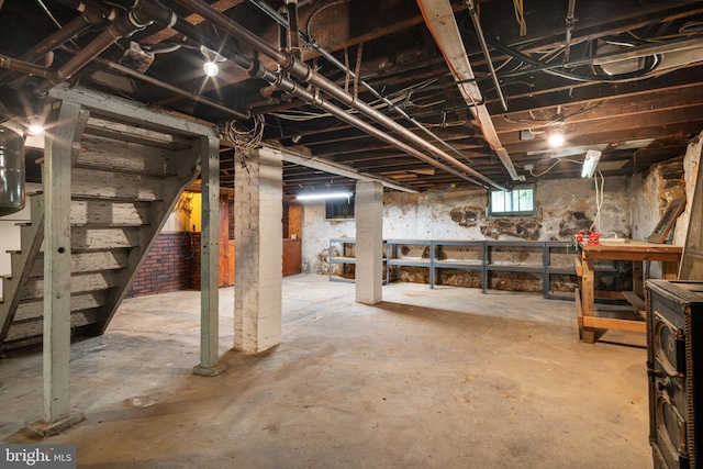 basement with stairs