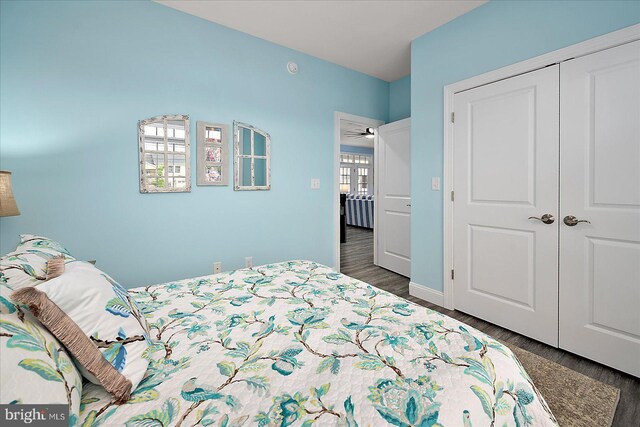 14626 Blue Heron Dr, Ocean View, DE 19970 - bedroom with wood finished floors, a closet, and baseboards