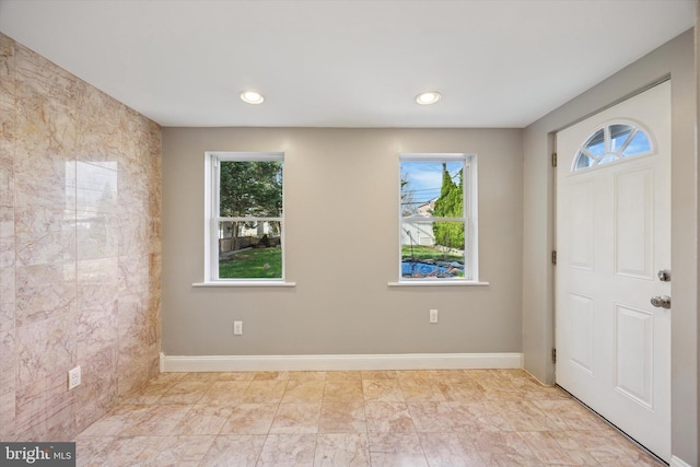 510 W S Ave, Glenolden, PA 19036 - entrance foyer featuring a wealth of natural light, marble finish floor, baseboards, and recessed lighting