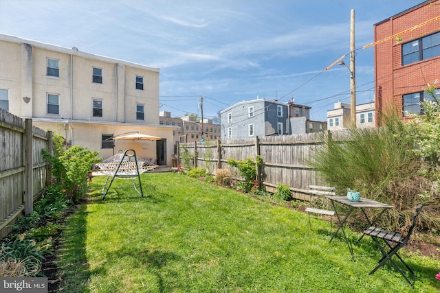 view of yard featuring a fenced backyard