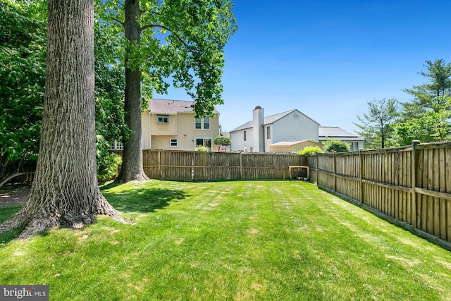 view of yard featuring a fenced backyard
