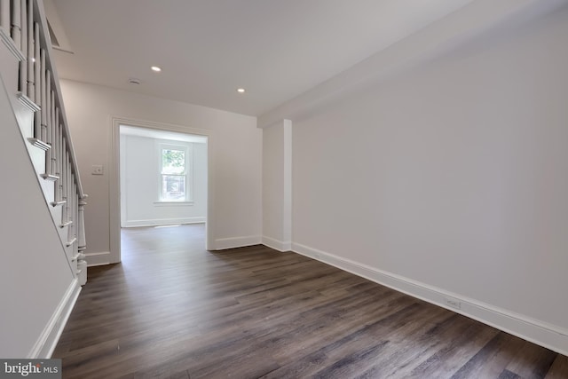 311 E Frederick St, Lancaster, PA 17602 - empty room with dark wood-style flooring, recessed lighting, and stairs