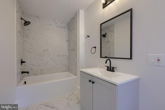 311 E Frederick St, Lancaster, PA 17602 - full bathroom with vanity, marble finish flooring, and washtub / shower combination