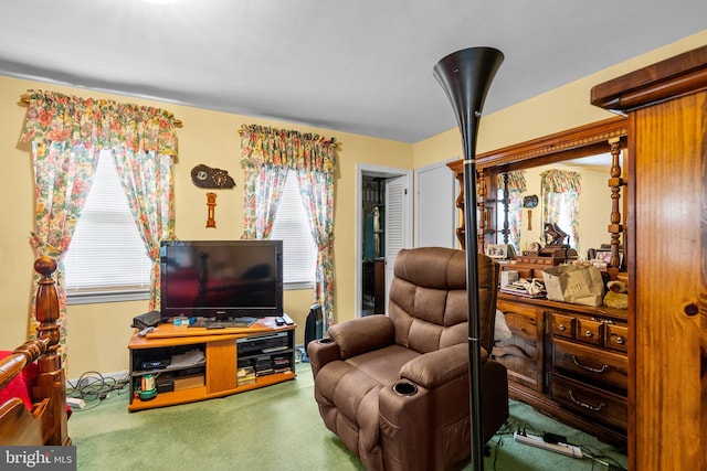 living area with carpet floors