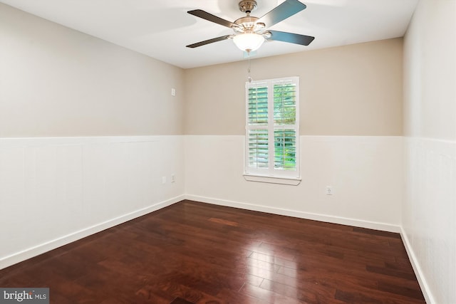 5856 Kittewan Ct, Manassas, VA 20112 - unfurnished room with wainscoting, wood finished floors, and ceiling fan