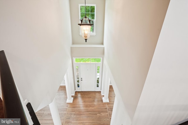 5856 Kittewan Ct, Manassas, VA 20112 - entrance foyer with a high ceiling and light wood-style floors