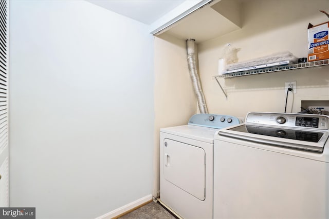 3913 Ettrick Ct Unit 10-38, Bowie, MD 20716 - laundry room featuring independent washer and dryer, laundry area, and baseboards