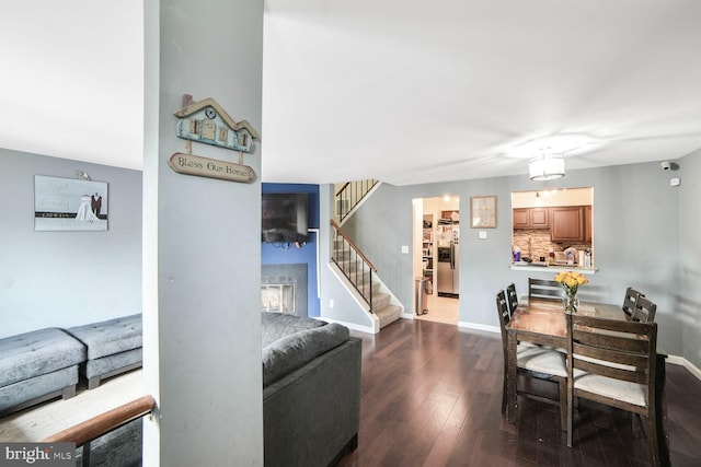 11326 Appledowre Way Unit 154, Germantown, MD 20876 - dining room with stairway, dark wood-type flooring, and baseboards