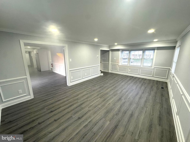 18 Grayson Cir, Willingboro, NJ 08046 - unfurnished room featuring ornamental molding, a decorative wall, and dark wood finished floors