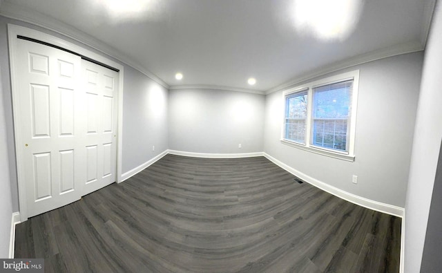 18 Grayson Cir, Willingboro, NJ 08046 - unfurnished bedroom with ornamental molding, baseboards, and dark wood-type flooring