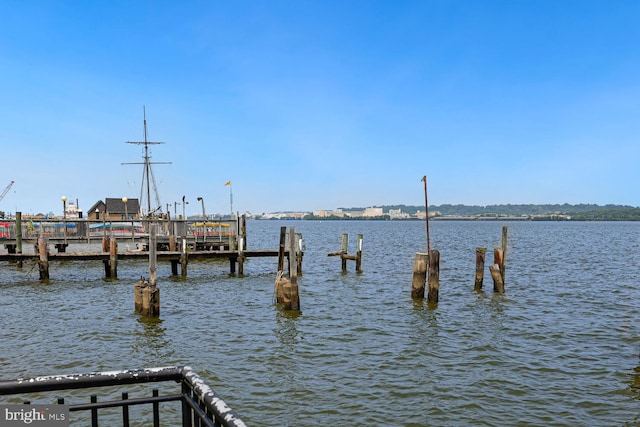 view of dock featuring a water view