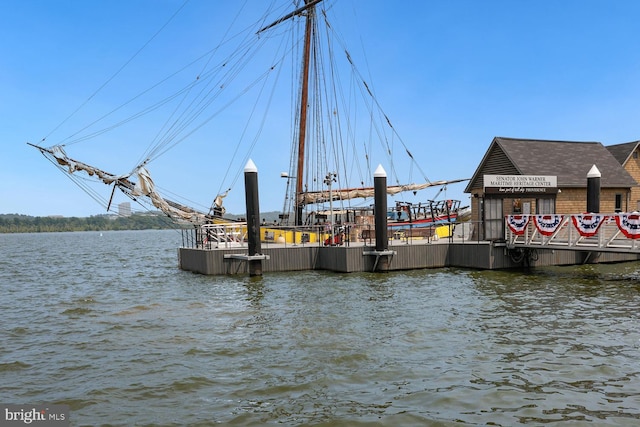 dock area featuring a water view