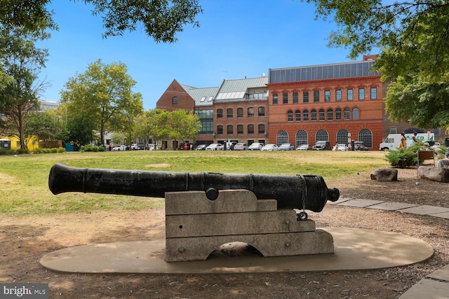 view of community featuring a lawn