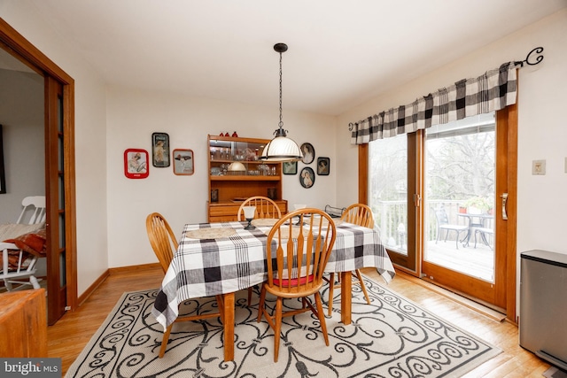 dining room featuring light wood finished floors