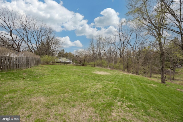 view of yard featuring fence