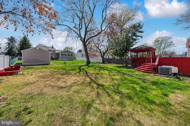 6 Walnut Dr, Burlington, NJ 08016 - view of yard with central AC, a gazebo, and a fenced backyard