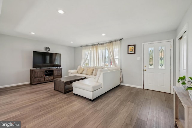 6 Walnut Dr, Burlington, NJ 08016 - living area featuring recessed lighting, light wood finished floors, and baseboards