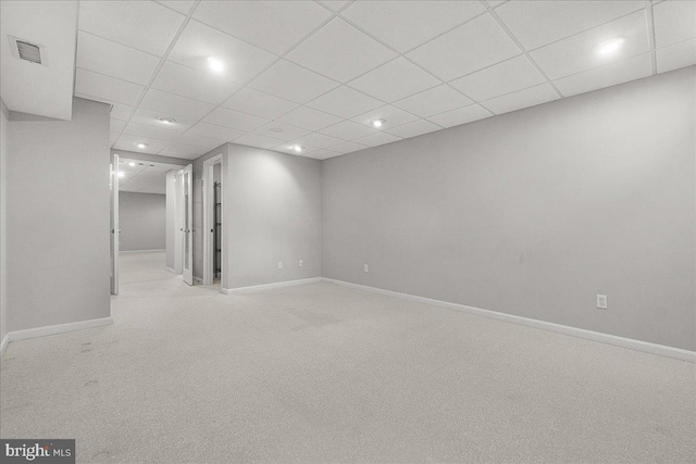 5342 Saint James Pl, Frederick, MD 21703 - finished basement featuring recessed lighting, carpet floors, baseboards, visible vents, and a paneled ceiling