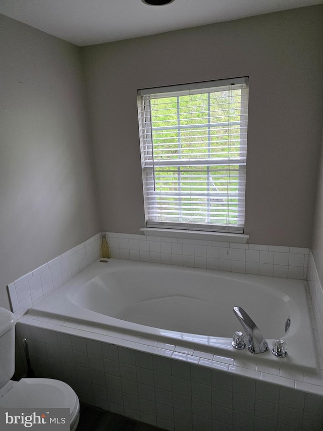 bathroom with a bath and toilet