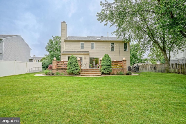 619 Walden Way, Lumberton, NJ 08048 - rear view of property featuring a deck and a chimney